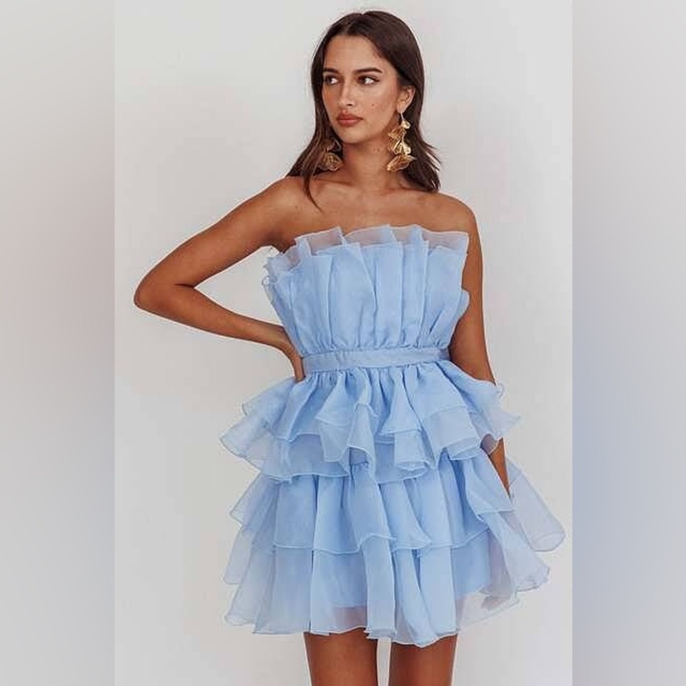 Selfie Leslie blue tulle dress NWT